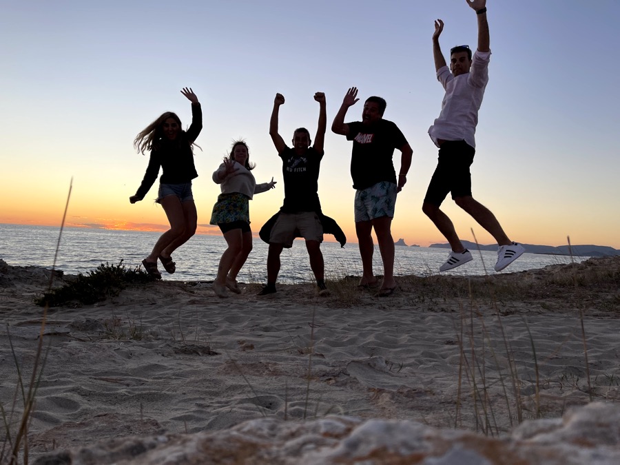 A group adventure at golden hour